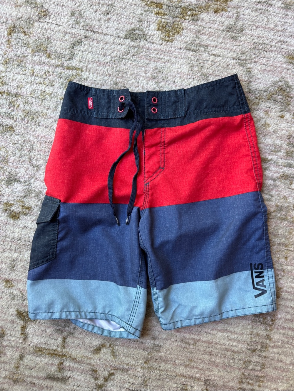 Vans  Boys Red & Blue Colorblock Swim Trunks